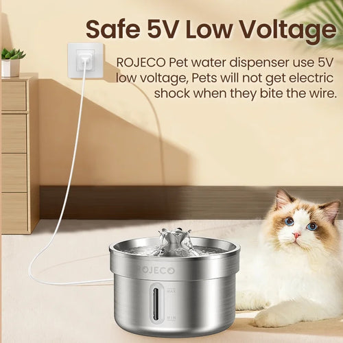 Fontaine à eau pour chat automatique en acier inoxydable