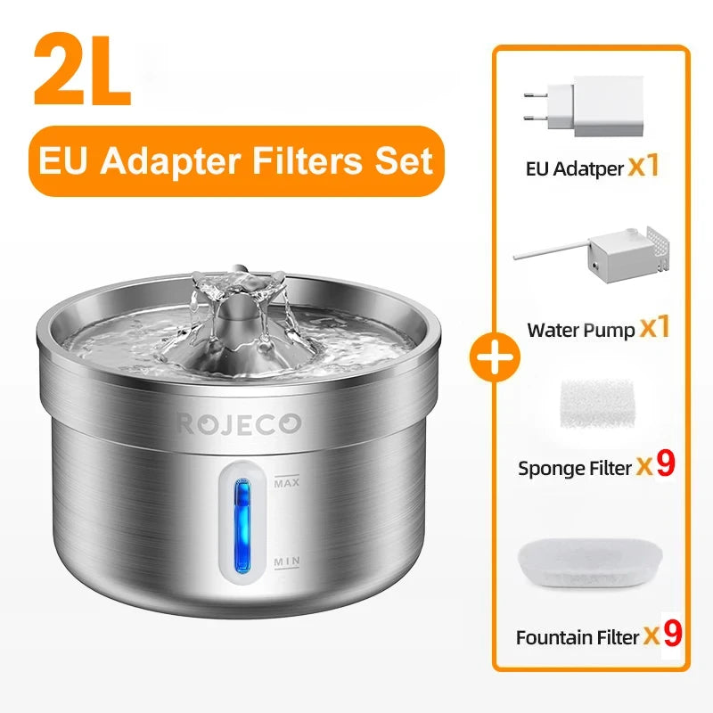 Fontaine à eau pour chat automatique en acier inoxydable